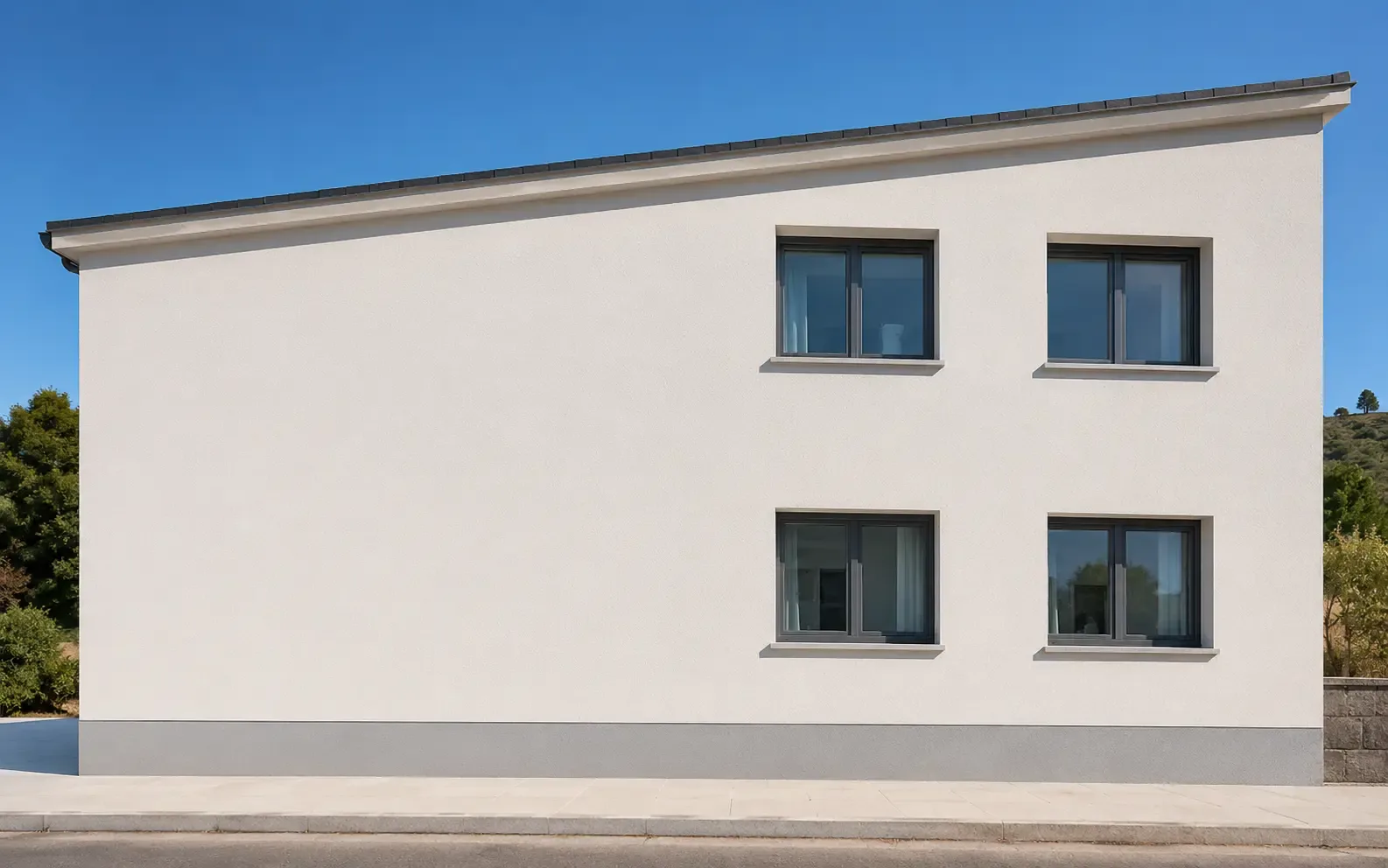 Fachada de vivienda unifamiliar rehabilitada en El Casar